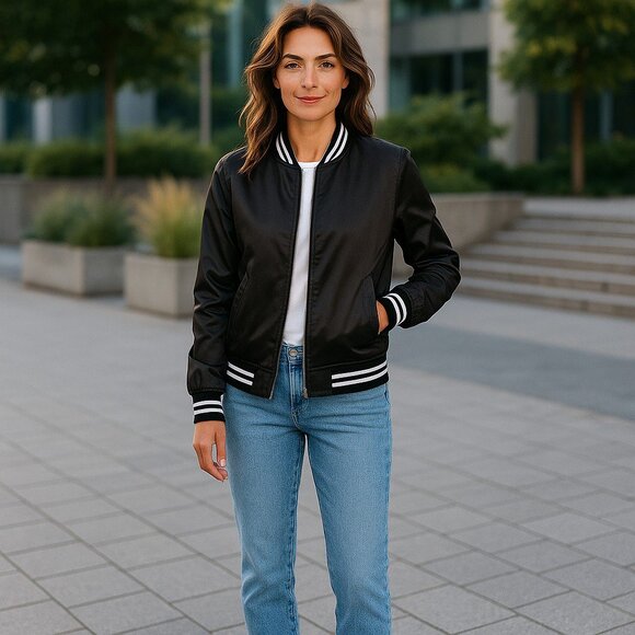 Satin Bomber Jacket NWOT - Picture 1 of 8